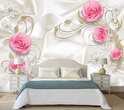 Фотообои бумажные бесшовные \"Белые розы\" 150х200 см. /Фотообои для спальни,  гостиной, коридора - купить по выгодной цене в интернет-магазине OZON  (844167912)