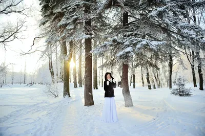 фотосессия беременной зимой