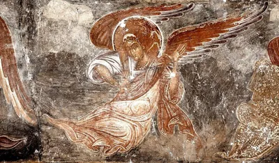 Photo of an ancient fresco of an angel with wings on the wall of the  monastery Stock Photo - Alamy
