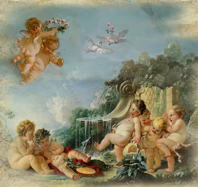 Фрески на стену ангелы, небо, ангелочки, aртикул: 1881 ta1653