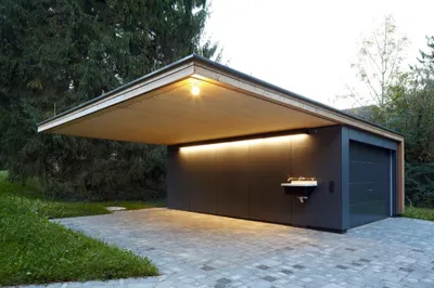 Проект гаража в стиле хай-тек Zg16