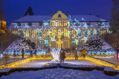 Гданьск в пейзаже зимы с рождественской елкой Стоковое Фото - изображение  насчитывающей европейско, европа: 28364886