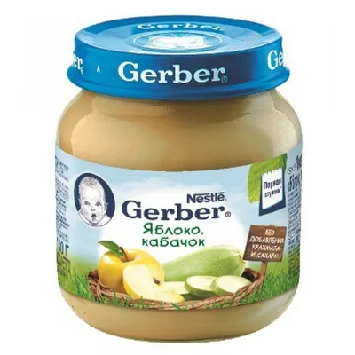 Пюре Gerber яблоко-кабачок 130г с/б из раздела Детские каши и сухие смеси