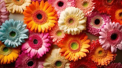 Download Wallpaper 1920x1080 gerbera, flower, flowerbed, different, fresh  herbs Full HD 1080p HD Background