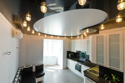 КОМБИНИРОВАННЫЙ потолок на КУХНЕ, НАТЯЖНОЙ потолок на кухне  #ДизайнПотолкаНаКухне - YouTube