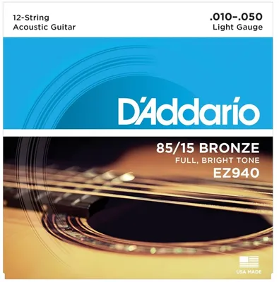 D'Addario EZ940 Набор 12 струн для акустической гитары: цена, купить в  Москве, Новосибирске – интернет-магазин LTM