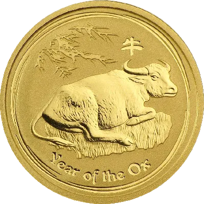 Монета 1 доллар 2007 Год быка, позолота Лунар 2009 Австралия - купить по  цене 5 500 руб. в магазине “Империал”