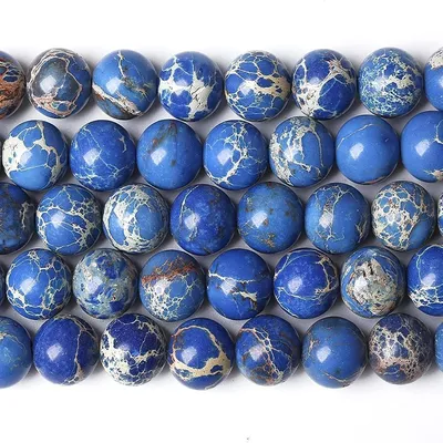 Бусины 6 мм Яшма синяя полосатая натуральный камень круглые синие, отв. 1 мм