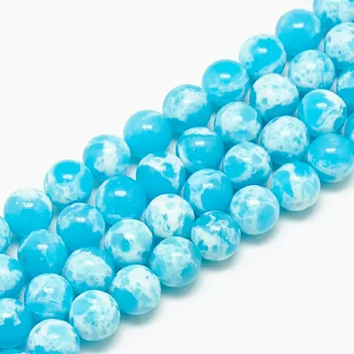 Бусины каменные, яшма голубая (имитация), 8-9мм, 45 шт., низка за 715 руб.,  — купить в интернет-магазине «Стильная Штучка» с быстрой доставкой