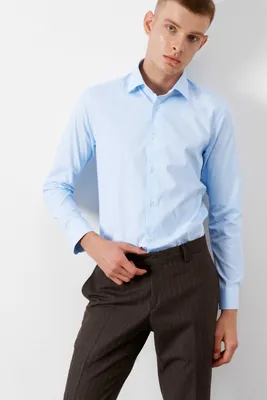 Рубашка мужская голубая в узкую полоску - купить по выгодной цене в  магазине Keyman