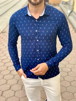 Мужская рубашка синего цвета. Арт.:5-1006-26 – купить в магазине мужской  одежды Smartcasuals