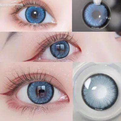 Купить EYESHARE Натуральные цветные линзы для глаз 2 шт. Цветные контактные  линзы для глаз Синие красивые контактные линзы для глаз Ежегодные  косметические цветные линзы | Joom
