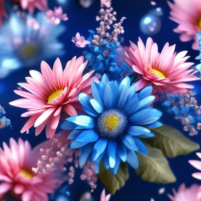 Голубые цветы ромашки 2 3D Модель $10 - .fbx .3ds .c4d .dae - Free3D