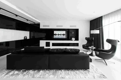 Черно-белый интерьер, черно-белая мебель в интерьере