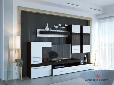 Черно-белая модульная мебель в гостиную купить в Минске, цена