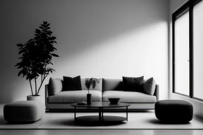 Красивая гостиная в черно-белых тонах с роскошной мебелью | Премиум Фото