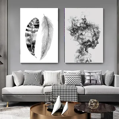 Черно-белая фотография в скандинавском стиле на холсте, абстрактные картины  для гостиной, украшение без рамки | AliExpress