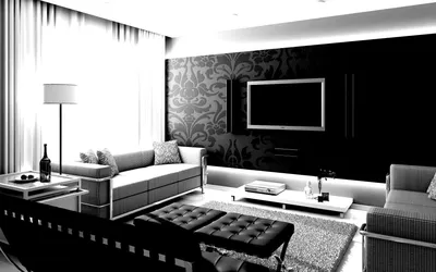 Черно-белая гостиная в дизайне - фото оригинальных идей оформления в  интерьере
