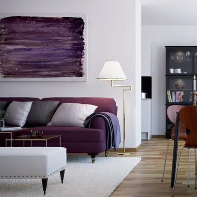 Гостиная в фиолетовых тонах – посмотреть 141 фото дизайна интерьера  гостиных в фиолетовом цвете: портфолио, цены на услуги в Москве на сайте ГК  «Фундамент»