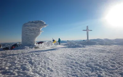 Зимняя панорама горы говерла карпаты украина | Премиум Фото