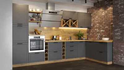 Модульная кухня Ройс Графит софт - купить в Москве, интернет-магазин «Надом  Мебель»