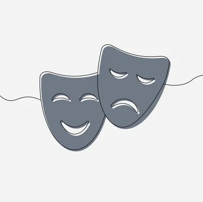 Театральных маски грусть, и радость. Сарказм и горе, сделанные из  текстурированного картона. В изоляции Стоковое Фото - изображение  насчитывающей контрасты, драма: 176024856