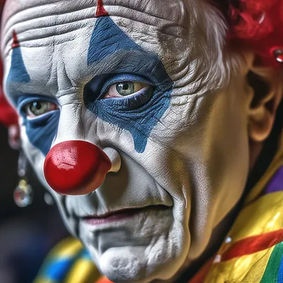 Картина «Почему грустит клоун?», 70×60, лен, масло, 2019 – HelengerArt