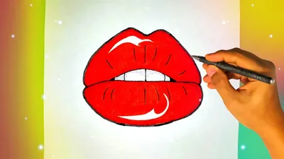 Как нарисовать ГУБЫ? Тамблер стикер для ЛД. Лёгкие рисунки для срисовки -  YouTube