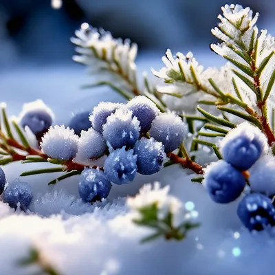 Ягоды в снегу: яркий контраст в зимнем ландшафте