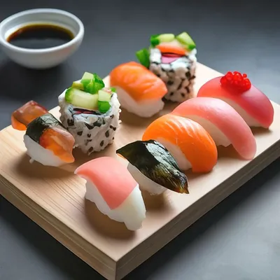 Японские суши и роллы, в аниме …» — создано в Шедевруме