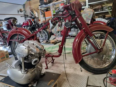 Red vintage motorcycles Jawa 125 and Jawa 500 produced in former  Czechoslovakia stand on road Stock Photo | Adobe Stock