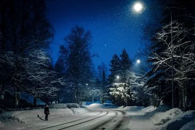 Ночь зима снег (47 фото) - 47 фото