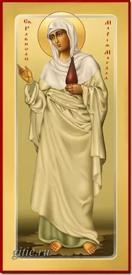 Икона святой равноапостольной Марии Магдалины, мироносицы, мерная. Размер  иконы 52х25 см. Сайт иконописца Петра Нефедова