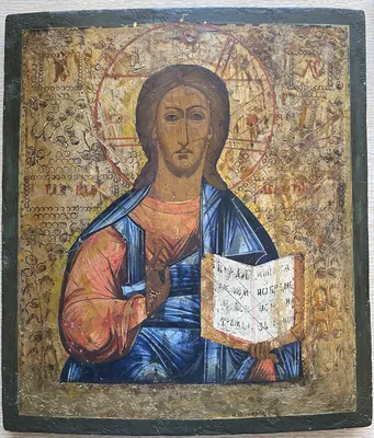 Икона Иисуса Христа Пантократора в серебре