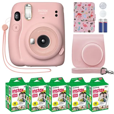 Amazon.com : Fujifilm Instax Mini 11 Instant Camera Blush Pink + Custom  Case + Fuji Instax Film Value Pack (50 Sheets) Flamingo Designer Photo  Album for Photos : Electronics