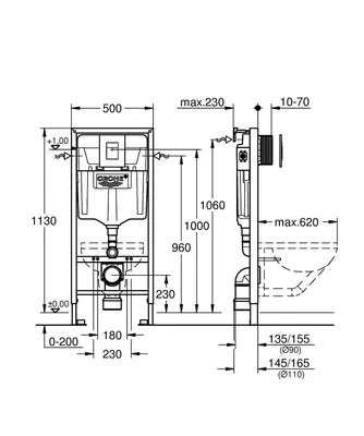 Инсталляция Grohe Rapid SL 38813001 для подвесного унитаза в комплекте с  крепежом и кнопкой цена от 50 411 ₽ в интернет-магазине ЕвросанДизайн