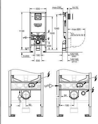 Инсталляция Grohe Rapid SL 38840000 для унитаза без клавиши по цене от  14500 рублей купить с доставкой в Москве