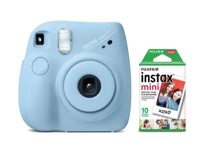 Fujifilm INSTAX Mini 7+ Exclusive Blister Bundle with Bonus Pack of Film  (10-pack Mini Film), Gray - Walmart.com