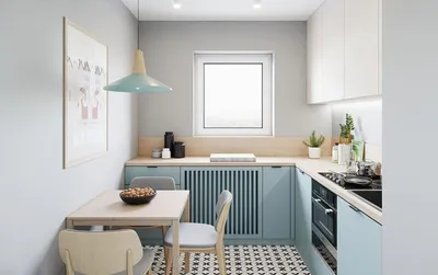 Интересный интерьер кухни площадью 8,5кв.м. Так как квартира маленькая по  метражу,было принято решение отдать обе комнаты под спальню и… | Instagram