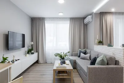 Студия в серых тонах с изолированной спальней — INMYROOM | Небольшие  гостиные, Дизайнерские гостиные, Квартирные идеи