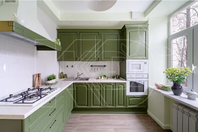 Интерьер кухни в зеленых тонах фото фотографии