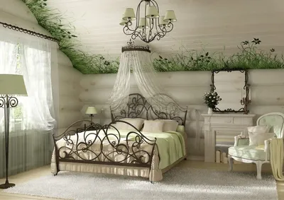 Дизайн спальни с кованной кроватью - 75 фото