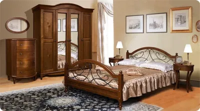 Кованая кровать и набор мебели для спальни