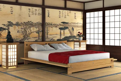 Спальня в японском стиле: дизайн мебели, отделка, декор, фото