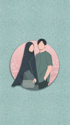 обои иллюстрация мусульманской пары которые любят друг друга на пастельно  зеленом фоне Обои Изображение для бесплатной загрузки - Pngtree
