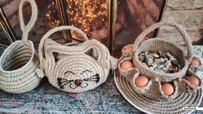 Knitted basket made of JUTE crochet - YouTube