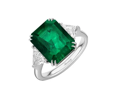 Кольцо с изумрудом 4,60 ct Strong Bluish Green (35194) купить в Москве,  выгодная цена - ломбард на Кутузовском