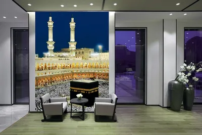 Хадж мабрур исламский фон изометрическая открытка с традиционными фонарями  кааба мечетью и га ... | Премиум векторы