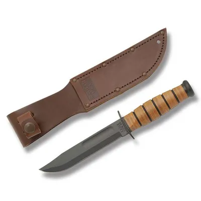 Ka-Bar Short Fixed 5.25 in Black Blade Leather Handle - Walmart.com