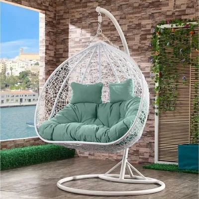 Подвесное кресло кокон из ротанга садовые качели белый (id 108103436),  купить в Казахстане, цена на Satu.kz